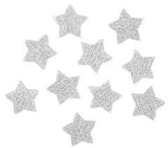 Srebrna zvezda z lepilom 5 cm akrilna z bleščicami (10 kosov)