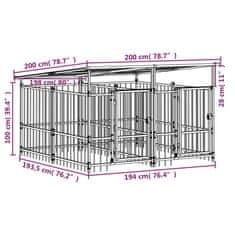 Vidaxl Zunanji pasji boks s streho jeklen 3,75 m²