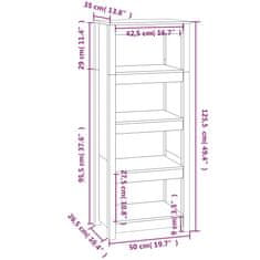 Vidaxl Knjižna omara medeno rjava 50x35x125,5 cm trdna borovina