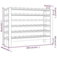 Greatstore Stojalo za vino 109,5x30x82 cm trdna borovina