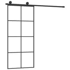 Vidaxl Drsna vrata z opremo 90x205 cm ESG steklo in aluminij