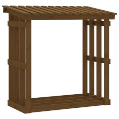 Vidaxl Stojalo za drva medeno rjavo 108x64,5x109 cm trdna borovina