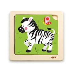 Viga Toys Lesena sestavljanka za otroke Viga 4 kosi Zebra