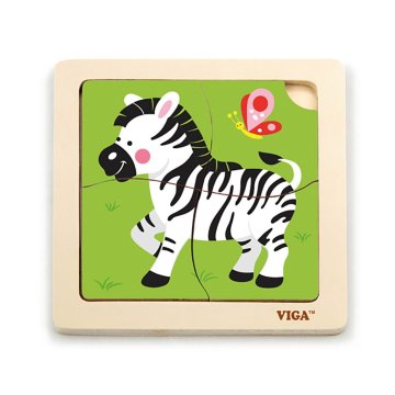 Viga Toys Lesena sestavljanka za otroke Viga 4 kosi Zebra