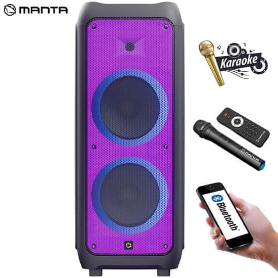 Manta SPK5450 Phantom prenosni Karaoke zvočnik, Bluetooth, baterija, 300W RMS, TWS, FM Radio - rabljeno