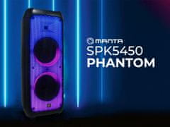 Manta SPK5450 Phantom prenosni Karaoke zvočnik, Bluetooth, baterija, 300W RMS, TWS, FM Radio - odprta embalaža