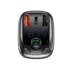 BASEUS Baseus FM oddajnik Bluetooth 5.0 avtomobilski polnilec PPS Quick Charge QC4.0 Power Delivery USB Type C / micro SD 5A 36W črn (CCTM-B01)