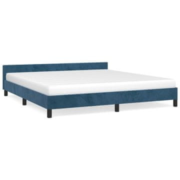 Vidaxl Posteljni okvir brez vzmetnice temno moder 160x200 cm žamet