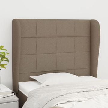 Vidaxl vidaXL Vzglavje postelje s krilci, sivo-rjavo, 93x23x118/128 cm, blago