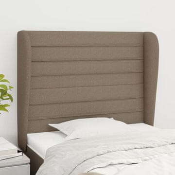 Vidaxl vidaXL Vzglavje postelje s krilci, sivo-rjavo, 83x23x118/128 cm, blago