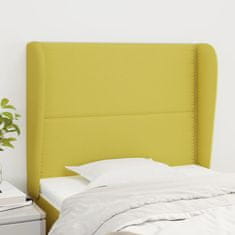 Vidaxl Vzglavje z ušesi zelen 93x23x118/128 cm blago
