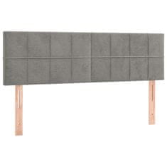 Vidaxl Box spring postelja z vzmetnico LED sv. siva 140x190 cm žamet
