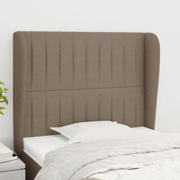 Vidaxl vidaXL Vzglavje postelje s krilci, sivo-rjavo, 93x23x118/128 cm, blago