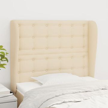 Vidaxl vidaXL Vzglavje postelje s krilci, kremne barve, 83x23x118/128 cm, blago