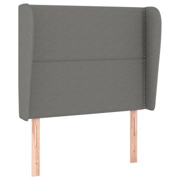 Vidaxl Vzglavje z ušesi temno sivo 93x23x118/128 cm blago