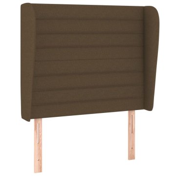 Vidaxl Vzglavje z ušesi temno rjavo 103x23x118/128 cm blago