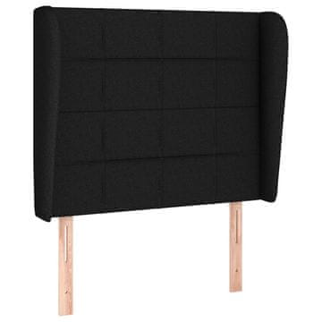 Vidaxl Vzglavje z ušesi črno 83x23x118/128 cm blago