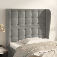 shumee vidaXL Vzglavje z ušesi svetlo sivo 93x23x118/128 cm žamet