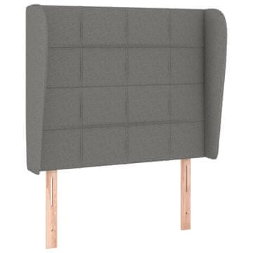 Vidaxl Vzglavje z ušesi temno sivo 103x23x118/128 cm blago
