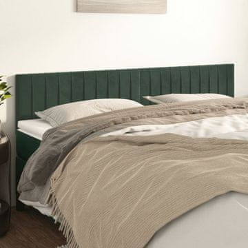 Vidaxl vidaXL Vzglavja za posteljo, komplet 2 kosov, temno zelena, 100x5x78/88 cm, žamet