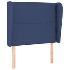 Vidaxl Vzglavje z ušesi moder 93x23x118/128 cm blago