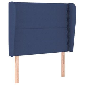 Vidaxl Vzglavje z ušesi modro 93x23x118/128 cm blago