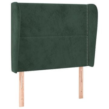 Vidaxl Vzglavje z ušesi temno zeleno 93x23x118/128 cm žamet
