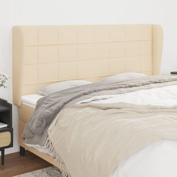 Vidaxl vidaXL Vzglavje postelje s krilci, kremne barve, 203x23x118/128 cm, blago