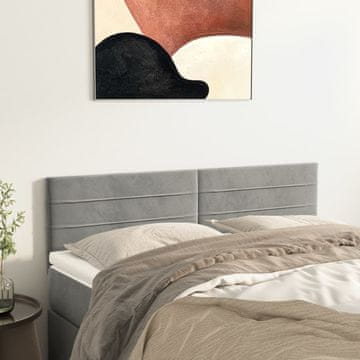 Vidaxl vidaXL Vzglavja za posteljo, komplet 2 kosov, svetlo siva, 72x5x78/88 cm, žamet