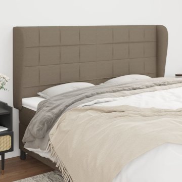 Vidaxl vidaXL Vzglavje postelje s krilci, sivo-rjava, 183x23x118/128 cm, blago