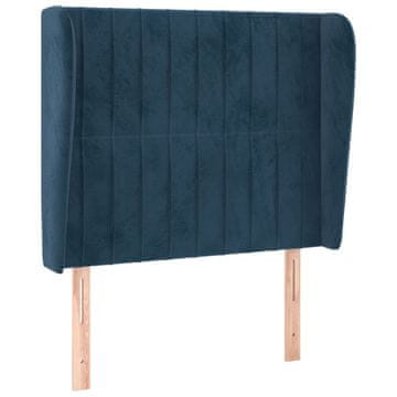 Vidaxl Vzglavje z ušesi temno modra 103x23x118/128 cm žamet