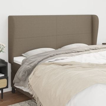 Vidaxl vidaXL Vzglavje postelje s krilci, sivo-rjavo, 203x23x118/128 cm, blago