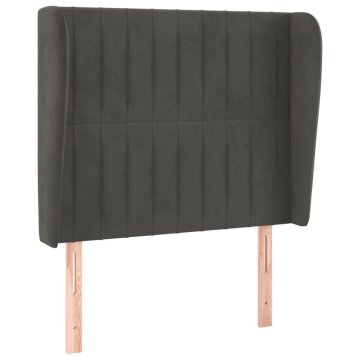 Vidaxl Vzglavje z ušesi temno sivo 103x23x118/128 cm žamet