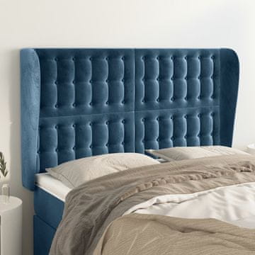 Vidaxl vidaXL Vzglavje s krilci temno modro 147x23x118/128 cm žamet