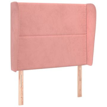 Vidaxl Vzglavje z ušesi roza 83x23x118/128 cm žamet