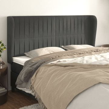 Vidaxl vidaXL Vzglavje s krilci temno sivo 203x23x118/128 cm žamet