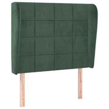 Vidaxl Vzglavje z ušesi temno zeleno 83x23x118/128 cm žamet