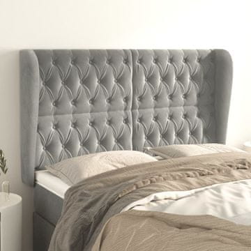 Vidaxl vidaXL Vzglavje s krilci svetlo sivo 163x23x118/128 cm žamet