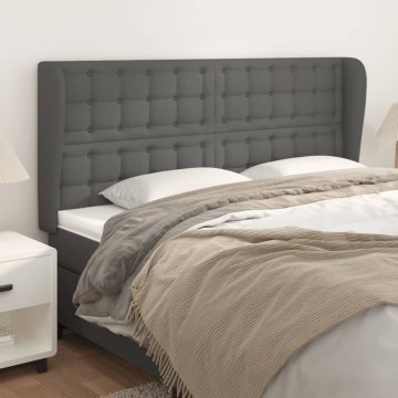 shumee vidaXL Vzglavje z ušesi sivo 183x23x118/128 cm umetno usnje