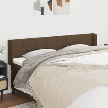 Vidaxl vidaXL Vzglavje s krilci temno rjavo 203x16x78/88 cm blago