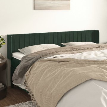 Vidaxl vidaXL Vzglavje s krilci temno zeleno 203x16x78/88 cm žamet