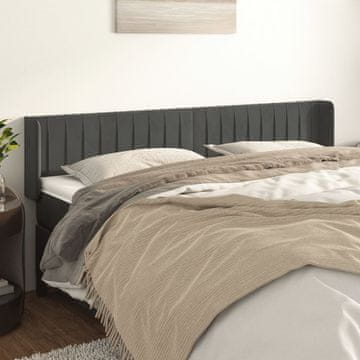 Vidaxl vidaXL Vzglavje s krilci temno sivo 183x16x78/88 cm žamet