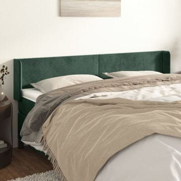 Vidaxl vidaXL Vzglavje s krilci temno zeleno 183x16x78/88 cm žamet