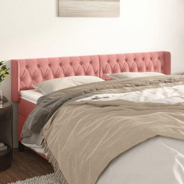 Vidaxl vidaXL Vzglavje s krilci roza 203x16x78/88 cm žamet
