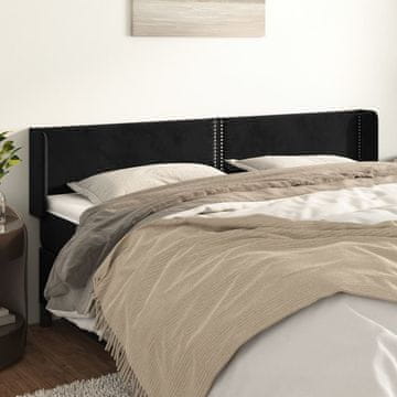 Vidaxl vidaXL Vzglavnik s krilci, črn 203x16x78/88 cm, žamet