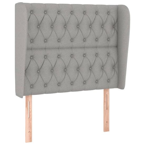 Vidaxl Vzglavje z ušesi svetlo sivo 103x23x118/128 cm blago