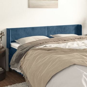 Vidaxl vidaXL Vzglavje s krilci temno modro 183x16x78/88 cm žamet