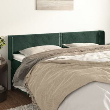 Vidaxl vidaXL Vzglavje s krilci temno zeleno 203x16x78/88 cm žamet