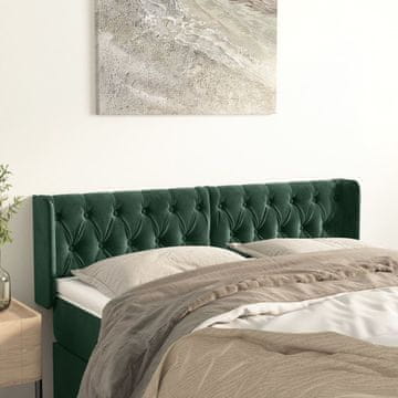Vidaxl vidaXL Vzglavje s krilci temno zeleno 147x16x78/88 cm žamet