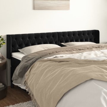 Vidaxl vidaXL Vzglavnik s krilci, črn 183x16x78/88 cm, žamet